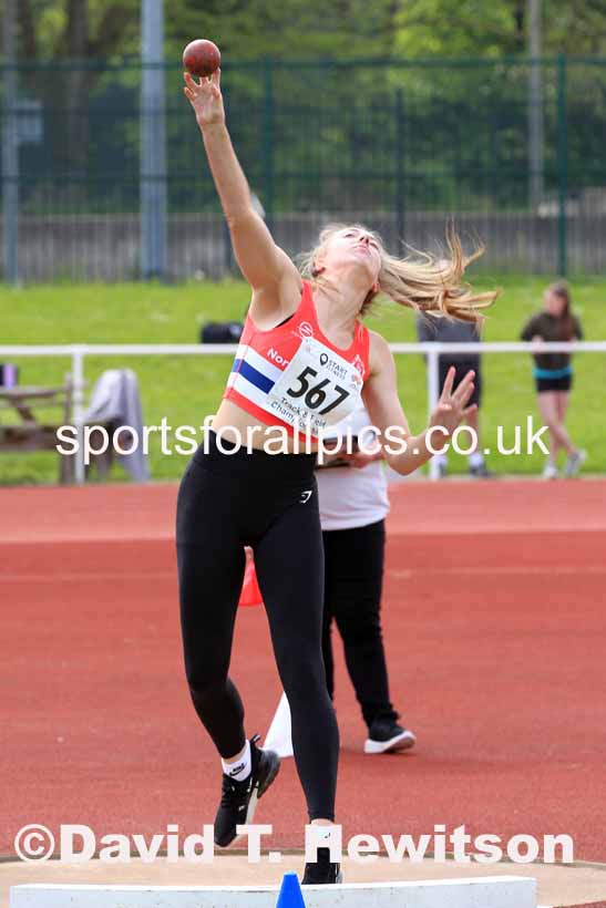 Womens Under-17s Shot Putt, 2023 North Eastern Track and Field Champs., Middlesbrough Sports Village, Middlesbrough. Photo: David T. Hewitson/Sports for All Pics